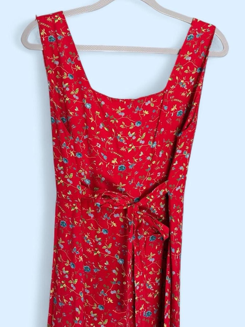 Robbie Bee Red Floral Maxi Dress with Multicolor Accents - Picture 5 of 7